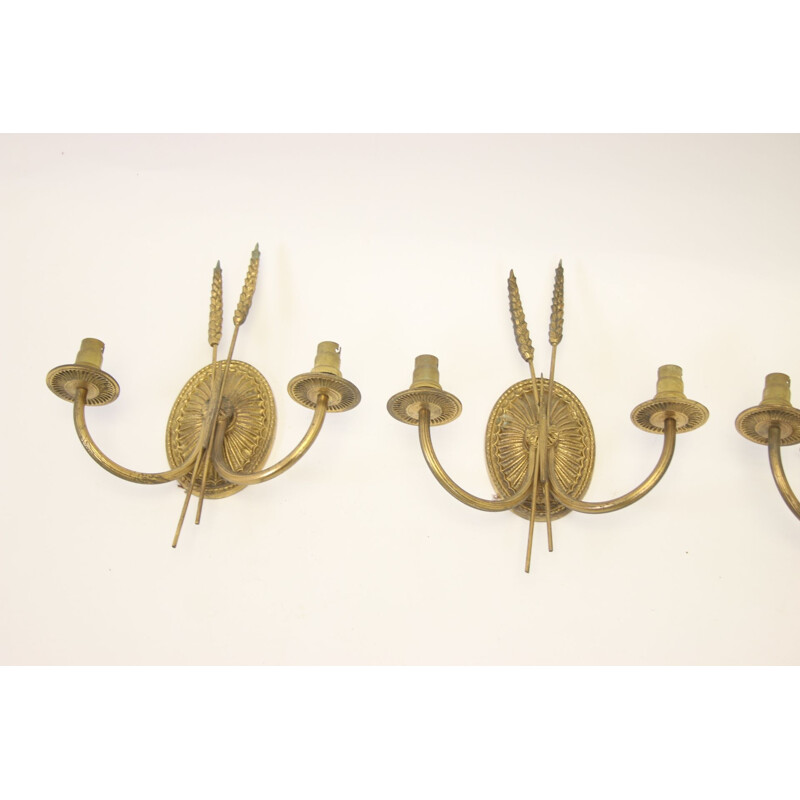 Set of 4  Golden Wall lamps in the style of Maison Jansen France 1960