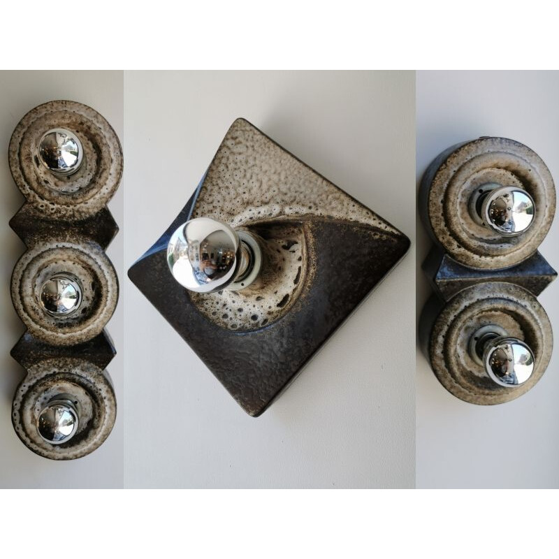 Set of 3 vintage german ceramic wall lights