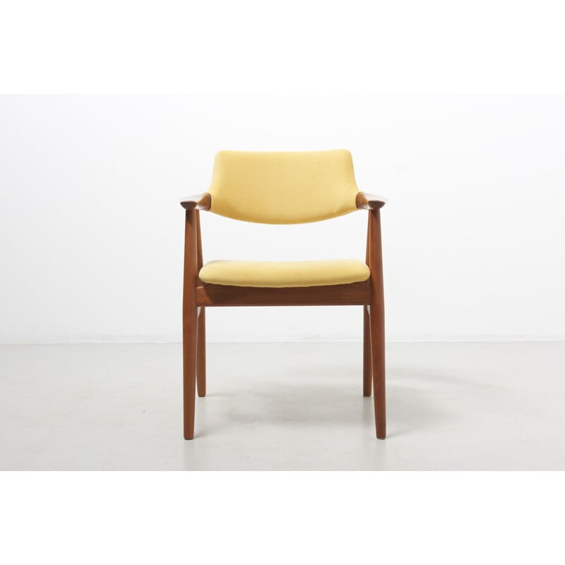 Vintage yellow armchair in teak by Svend Aage Eriksen, Denmark - 1950