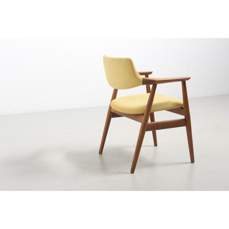 Vintage yellow armchair in teak by Svend Aage Eriksen, Denmark - 1950