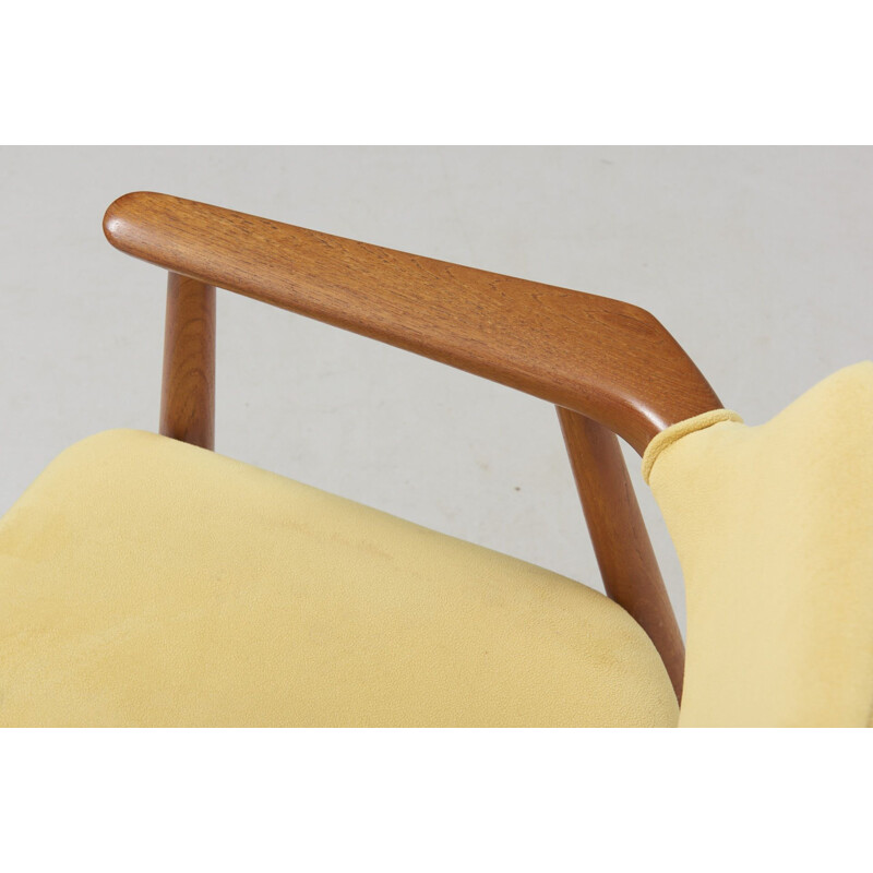 Vintage yellow armchair in teak by Svend Aage Eriksen, Denmark - 1950