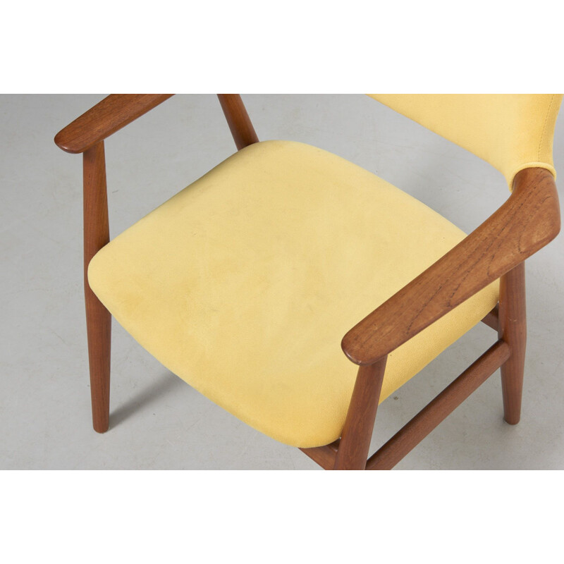 Vintage yellow armchair in teak by Svend Aage Eriksen, Denmark - 1950