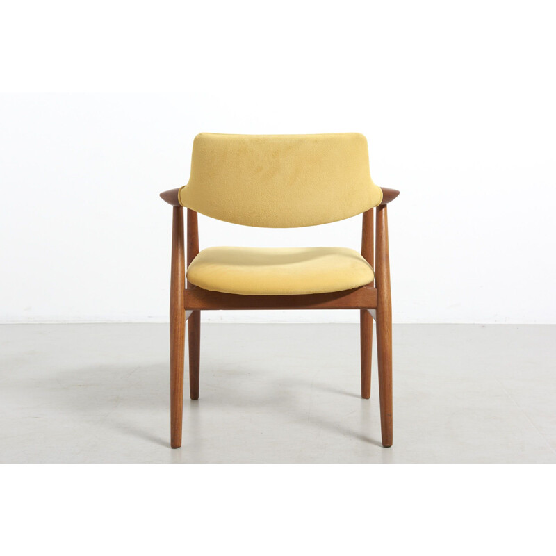 Vintage yellow armchair in teak by Svend Aage Eriksen, Denmark - 1950