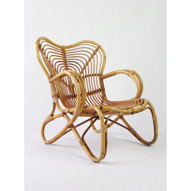 Mid century rattan chair by Trio Noordwolde Holland 1960