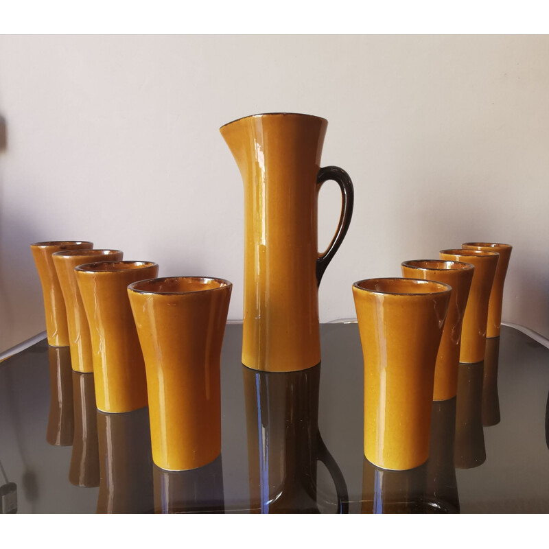 Vintage orangeade service in 1970 glazed ceramic