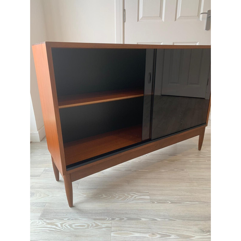 Mid-Century 2 Sliding Glass Door Teak Cabinet Sideboard from Greaves and Thomas 1960