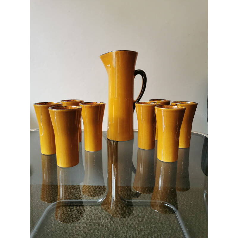 Vintage orangeade service in 1970 glazed ceramic