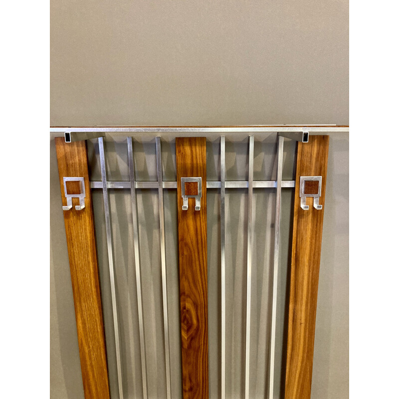 Vintage teak and metal 1950's coat rack