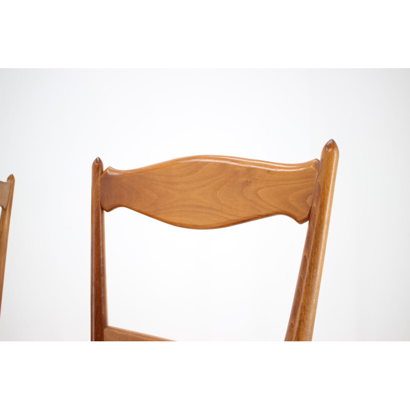 Ensemble de 4 chaises vintage en hêtre 1960
