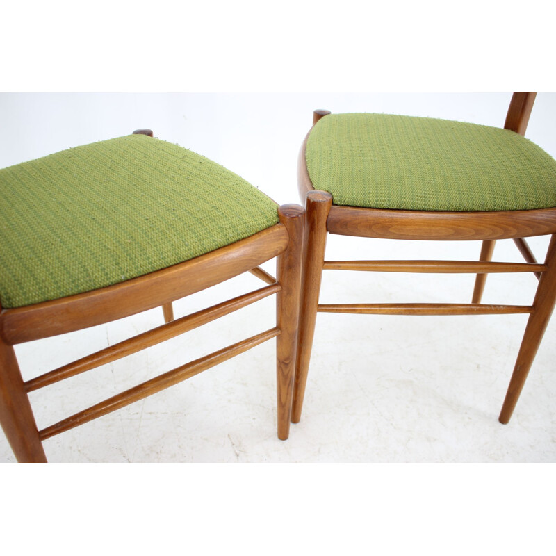 Ensemble de 4 chaises vintage en hêtre 1960