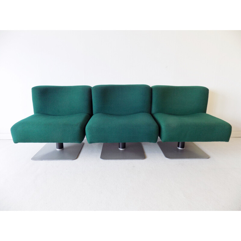 Set of 3 vintage petrol lounge chairs Mauser System 350 by Herbert Hirche