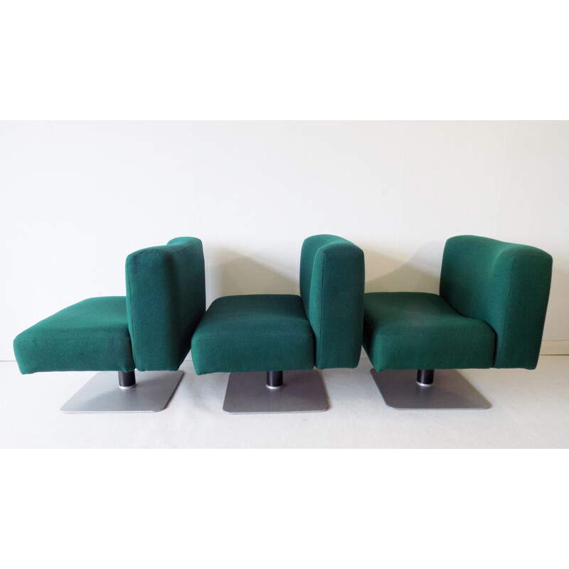 Set of 3 vintage petrol lounge chairs Mauser System 350 by Herbert Hirche