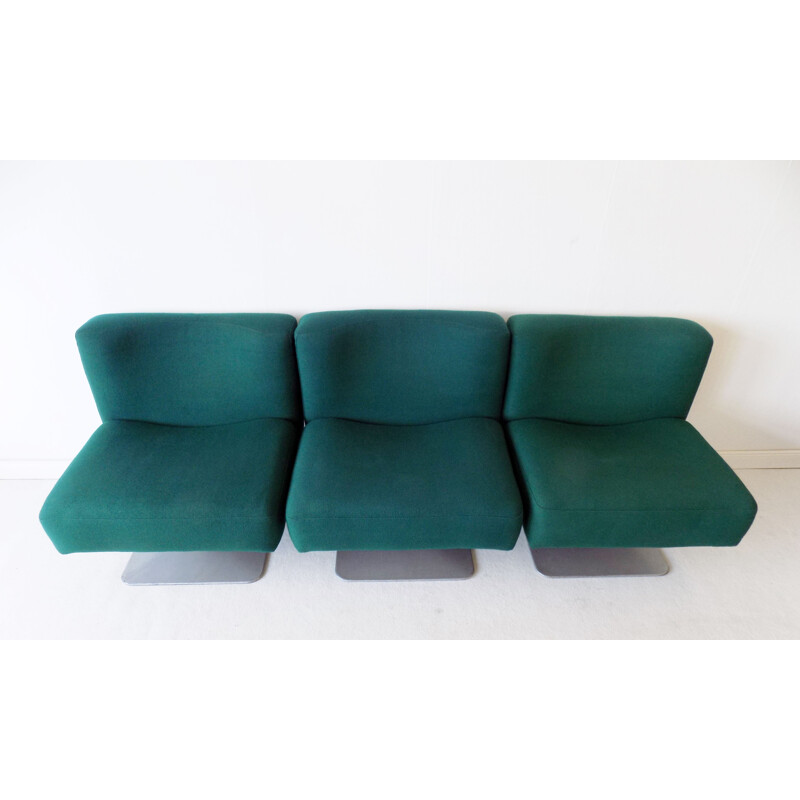 Set of 3 vintage petrol lounge chairs Mauser System 350 by Herbert Hirche