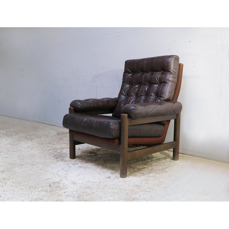 Mid century leather armchair Danish 1960s