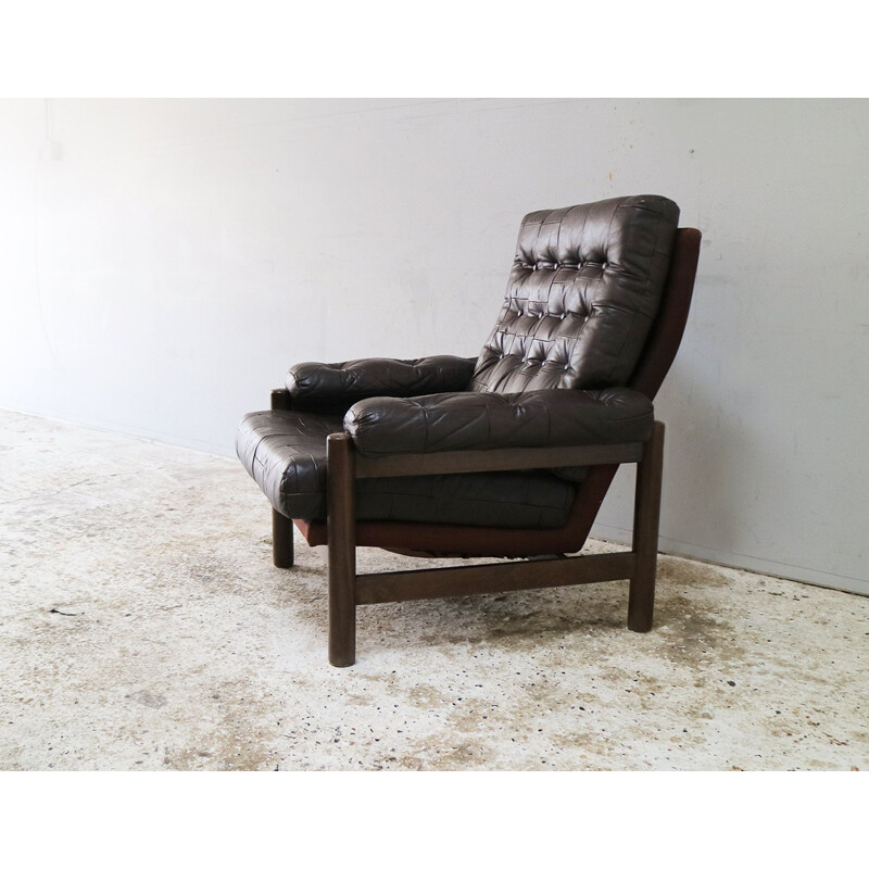 Mid century leather armchair Danish 1960s