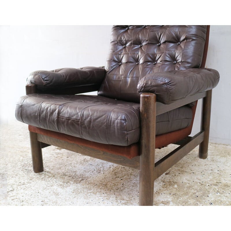 Mid century leather armchair Danish 1960s