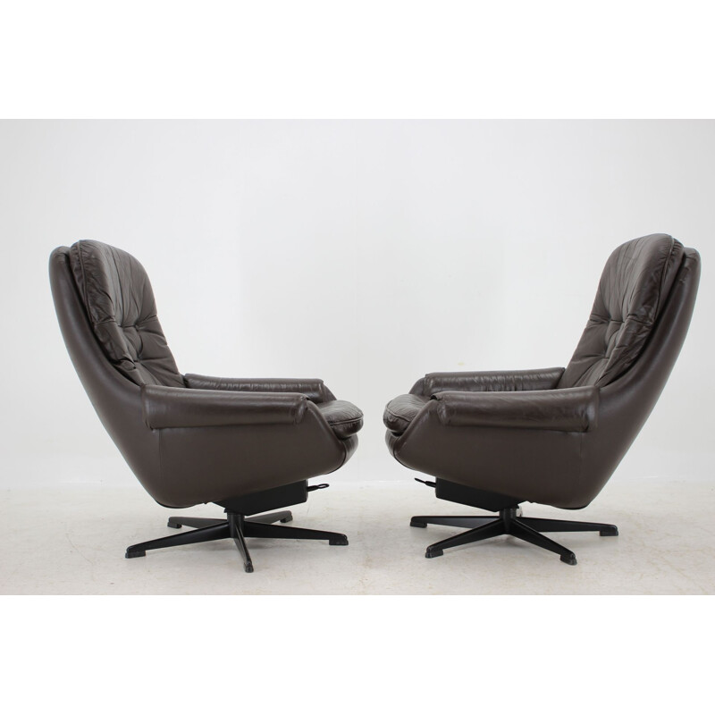 Pair of Vintage Leather Armchairs  Lounge Chairs by Peem, Scandinavian 1970s