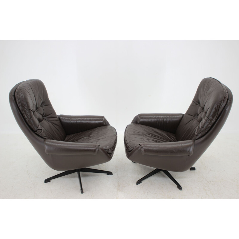 Pair of Vintage Leather Armchairs  Lounge Chairs by Peem, Scandinavian 1970s