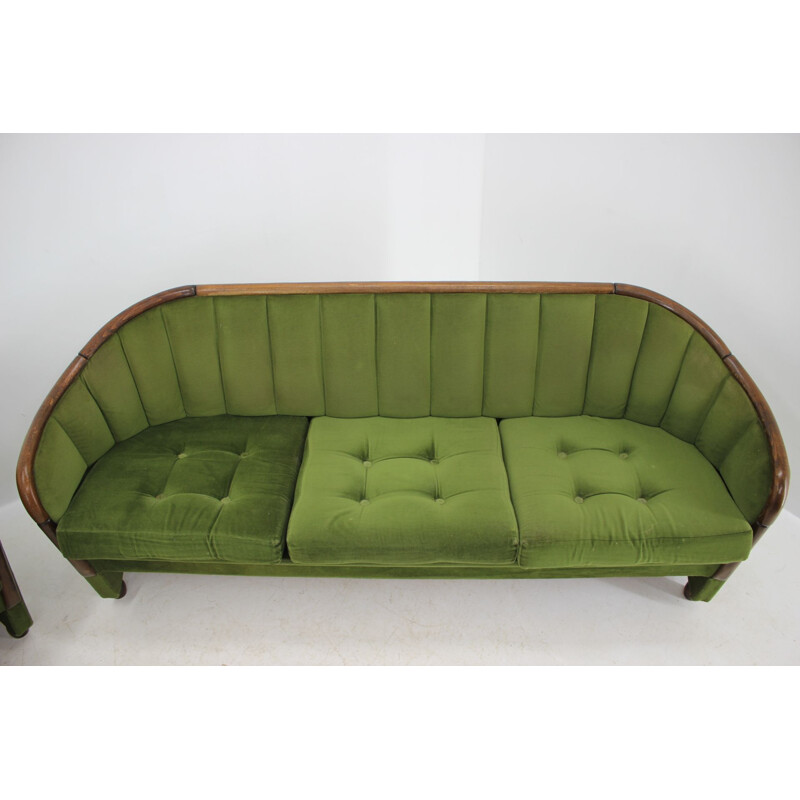 Vintage 3-seat sofa wood Italian 1950s