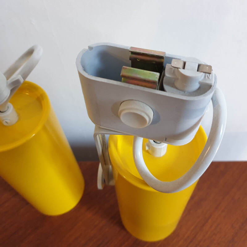 Pair of Yellow Concord ceiling track spotlights 1970s