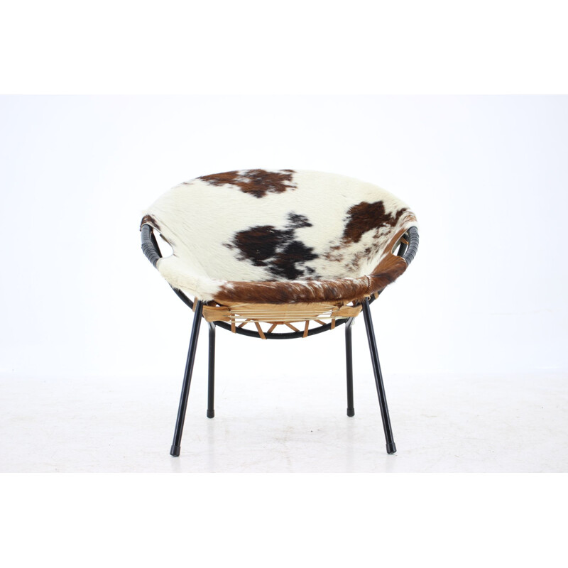 Vintage cowhide leather armchair by Lusch Erzeugnis Denmark
