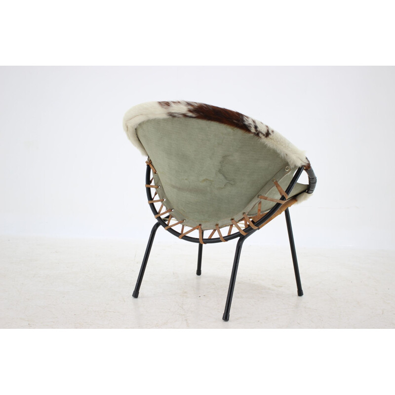 Vintage cowhide leather armchair by Lusch Erzeugnis Denmark