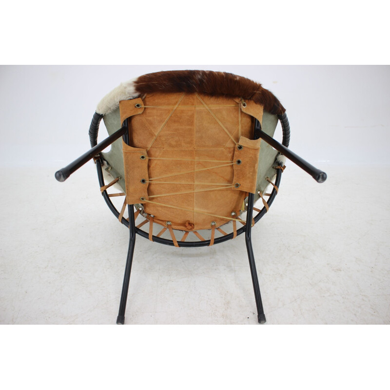 Vintage cowhide leather armchair by Lusch Erzeugnis Denmark