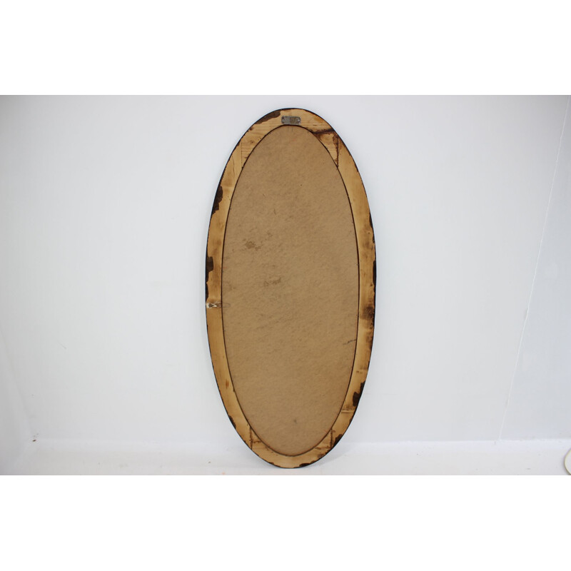 Vintage  black wood mirror, Art Deco 1930s.