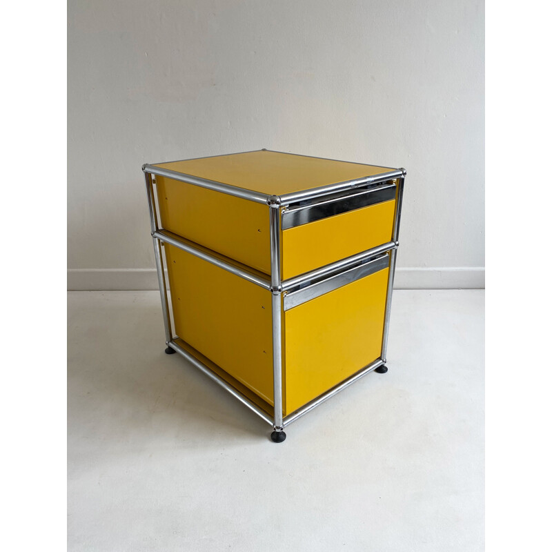 Meuble vintage jaune à 2 tiroirs de Fritz Haller pour USM Haller 1970