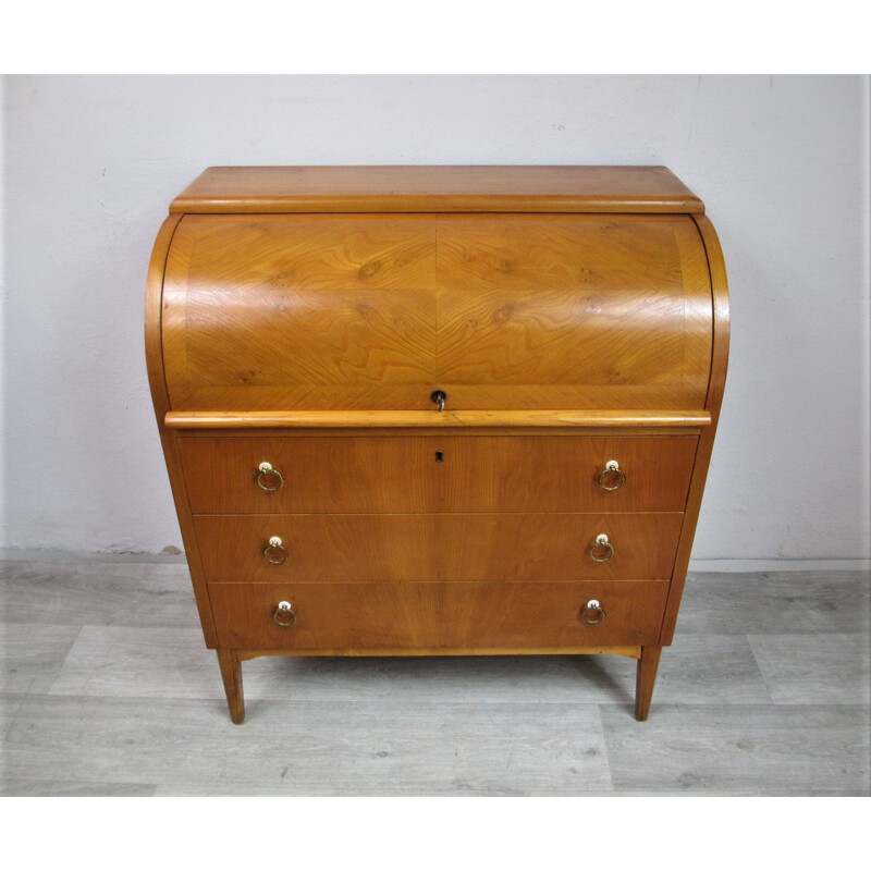 Vintage secretary desk in ash veneer 1950