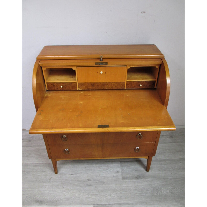 Vintage secretary desk in ash veneer 1950