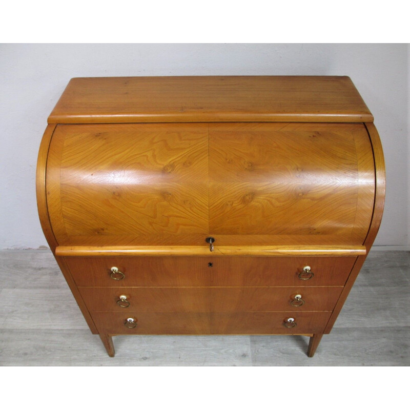 Vintage secretary desk in ash veneer 1950