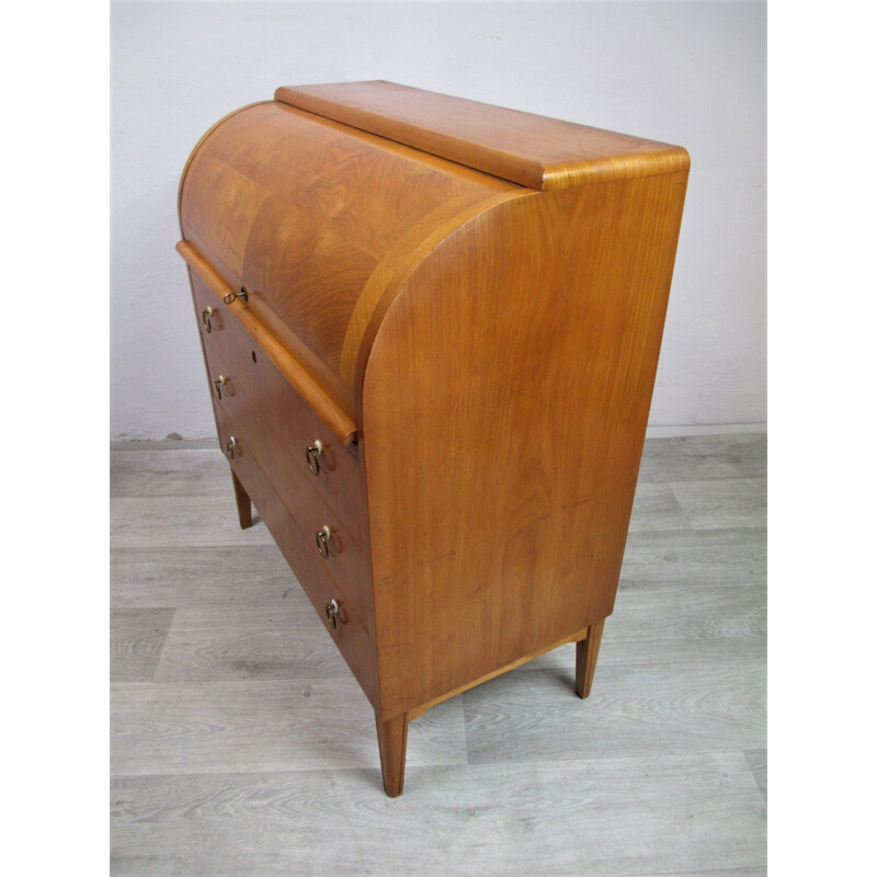 Vintage secretary desk in ash veneer 1950