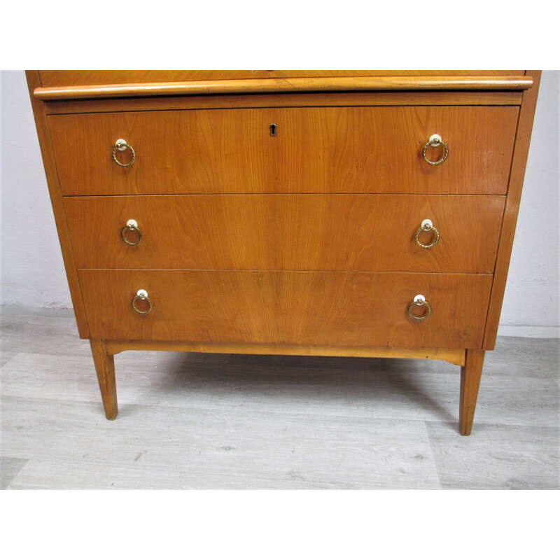 Vintage secretary desk in ash veneer 1950