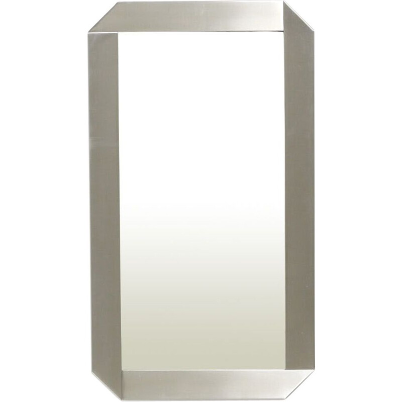 Vintage Mirror in Stainless Steel, Italy - 1970s
