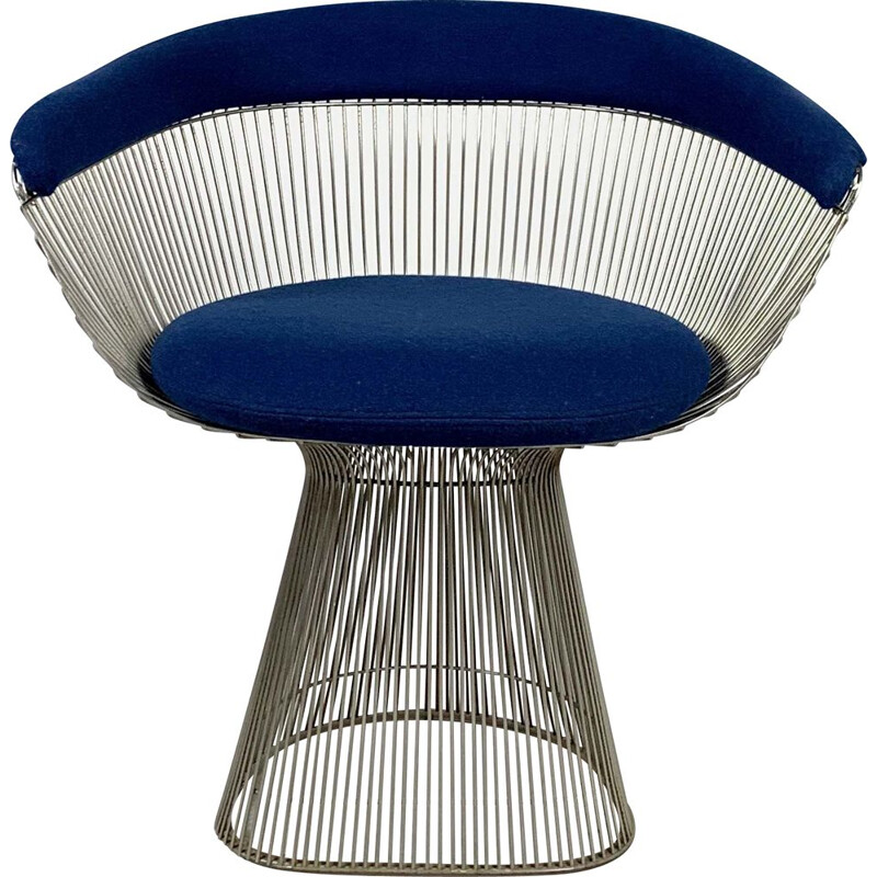 Vintage blue armchair by Warren Platner for Knoll, 1960s