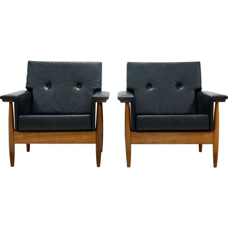 Pair of  Mid Century Scandinavian Teak Armchairs 1960s