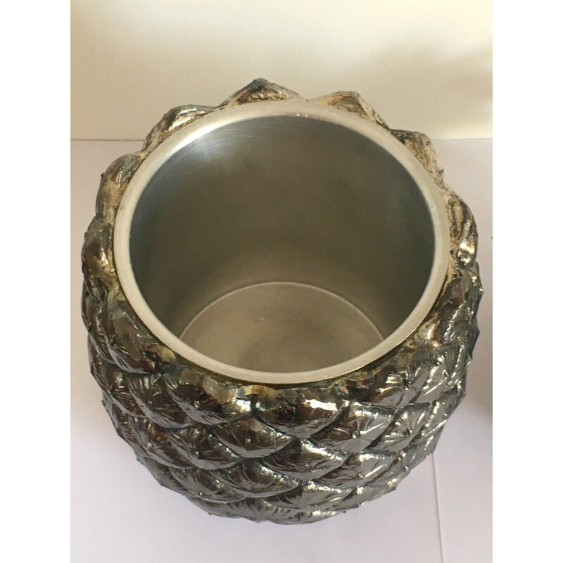 Vintage metal ice bucket Pineapple by Mauro Manetti 1970