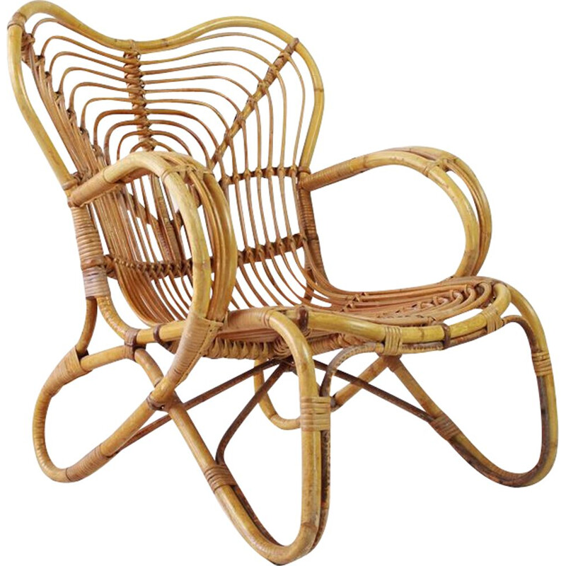 Mid century rattan chair by Trio Noordwolde Holland 1960