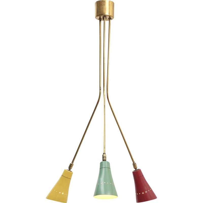 Vintage Directional Ceiling Lamp in Brass, Italy 1950s