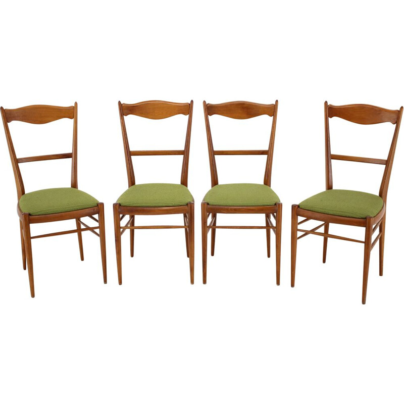 Set of 4 vintage beech dining chairs, 1960s