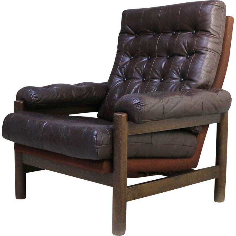 Mid century leather armchair Danish 1960s