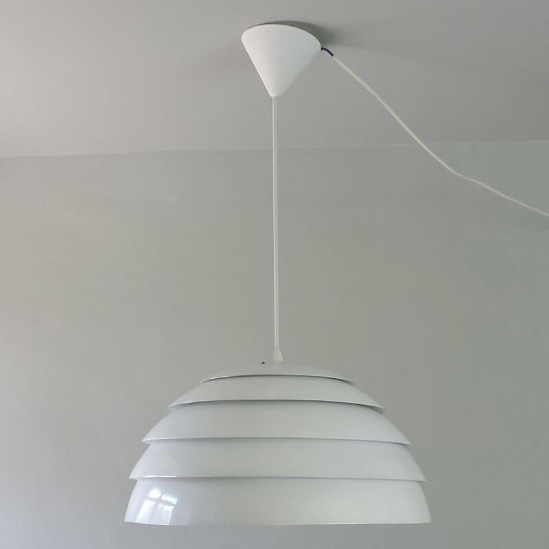 Vintage white painted aluminum suspension by Hans Agne JAKOBSSON for Markaryd, Sweden 1960