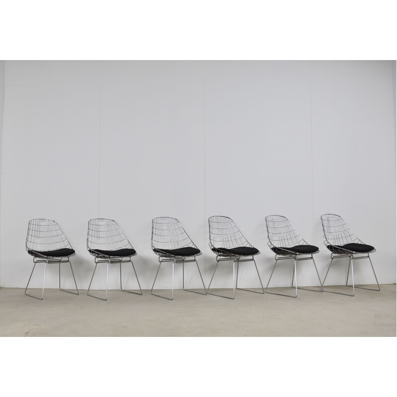 Set of 6 Vintage Wire SM05 Chairs by Cees Braakman and Adriaan Dekker for Pastoe, 1958