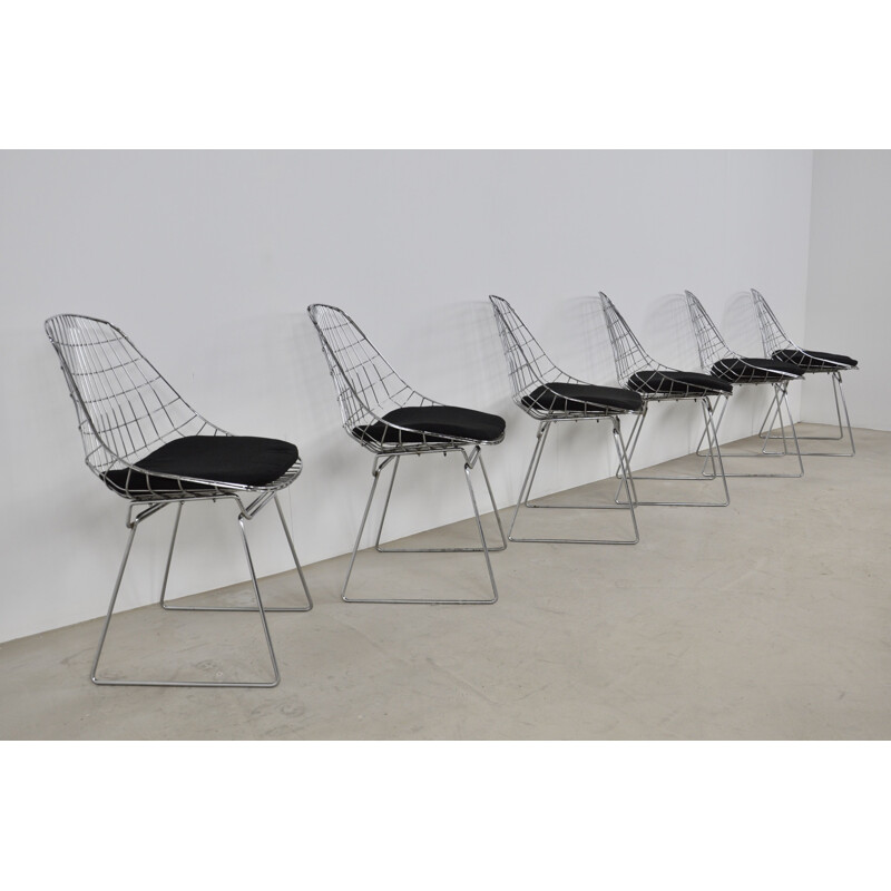 Set of 6 Vintage Wire SM05 Chairs by Cees Braakman and Adriaan Dekker for Pastoe, 1958