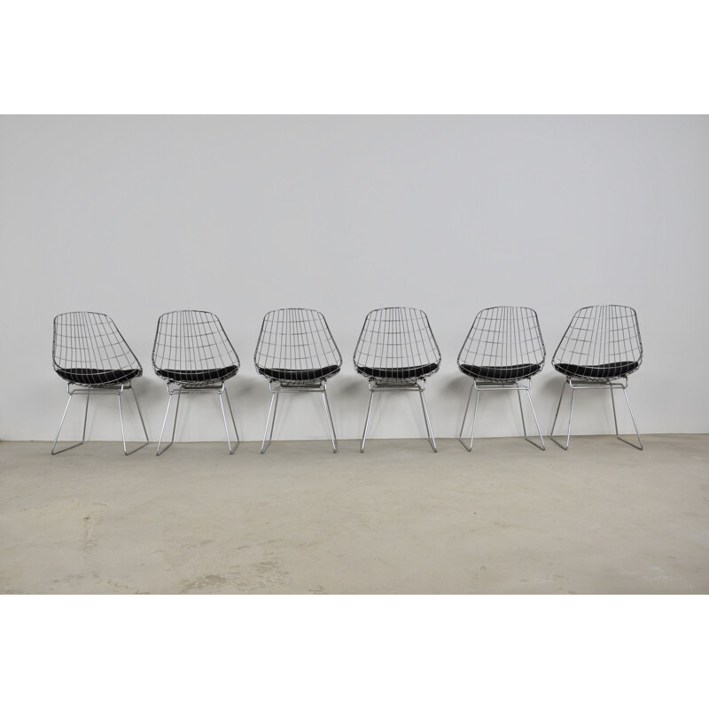 Set of 6 Vintage Wire SM05 Chairs by Cees Braakman and Adriaan Dekker for Pastoe, 1958