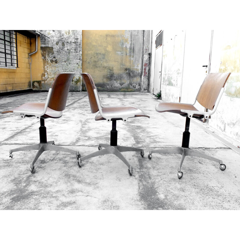 Conjunto de 3 cadeiras antigas Anonima Castelli , Giancarlo Piretti 1960