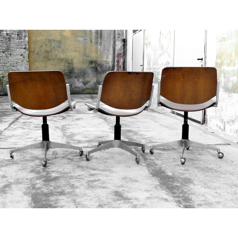 Conjunto de 3 cadeiras antigas Anonima Castelli , Giancarlo Piretti 1960