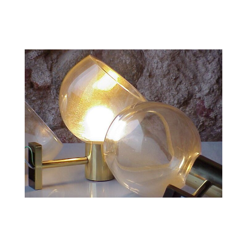 Vintage Set of 3 wall lamp gold inclusion Seguso  Flavio Poli  Italy 1960