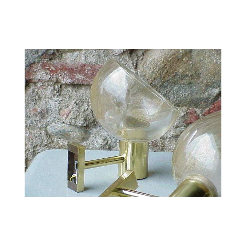 Vintage Set of 3 wall lamp gold inclusion Seguso  Flavio Poli  Italy 1960